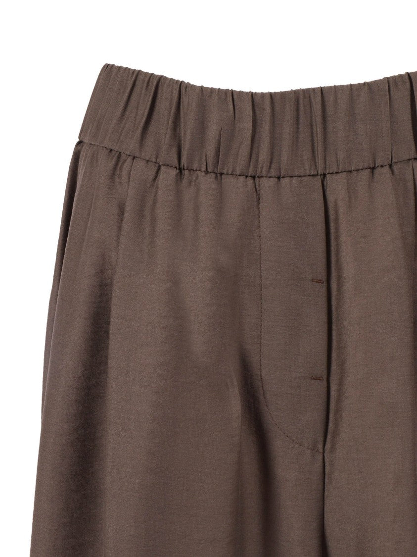 Peserico Wide-Leg Trousers With Elastic Waistband And Front Pleats