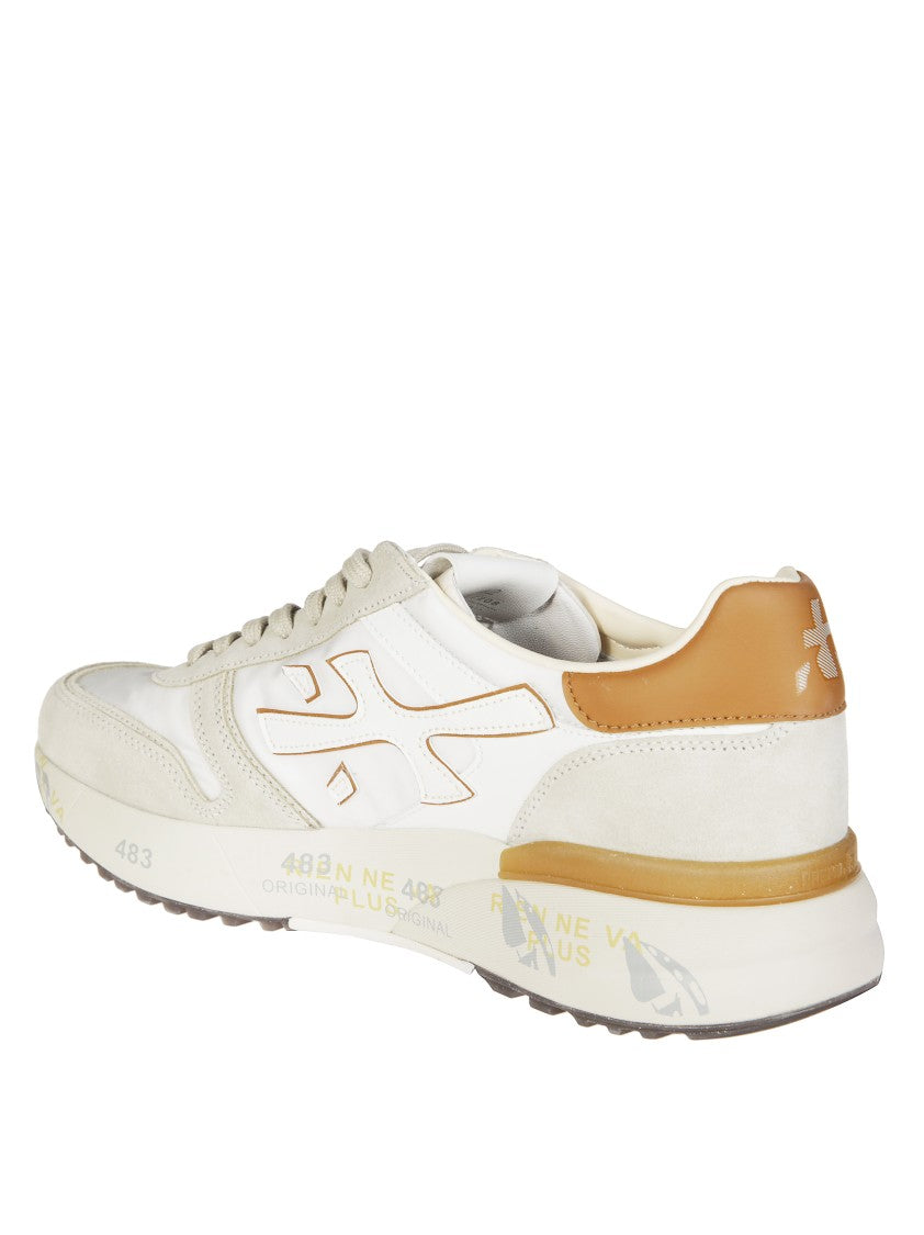 Premiata White Sneaker With Orange Suede Accents