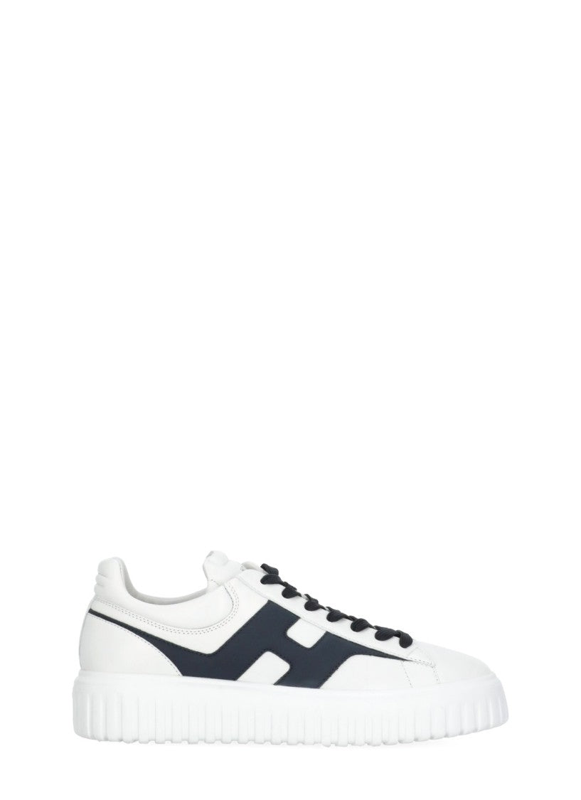 Hogan White H-Stripes Relief Logo Leather Sneakers