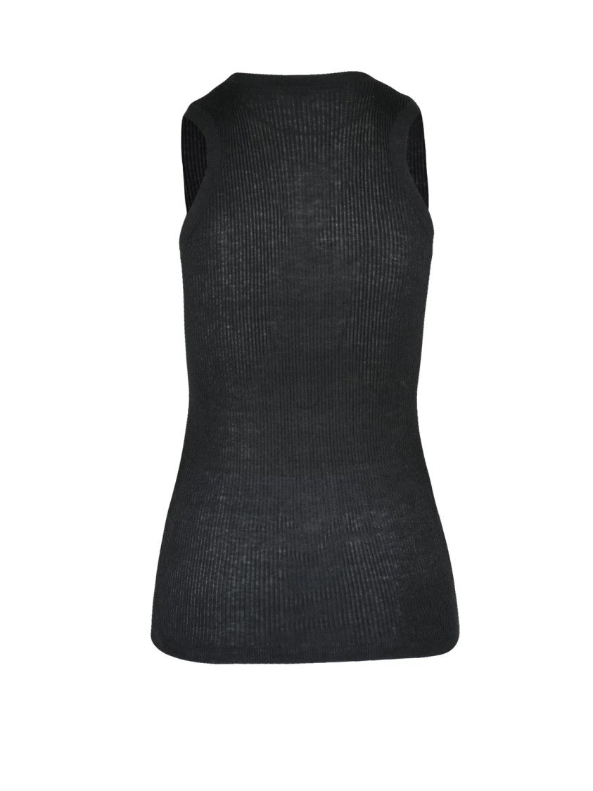 Hira Black Hira Silk-Linen Top