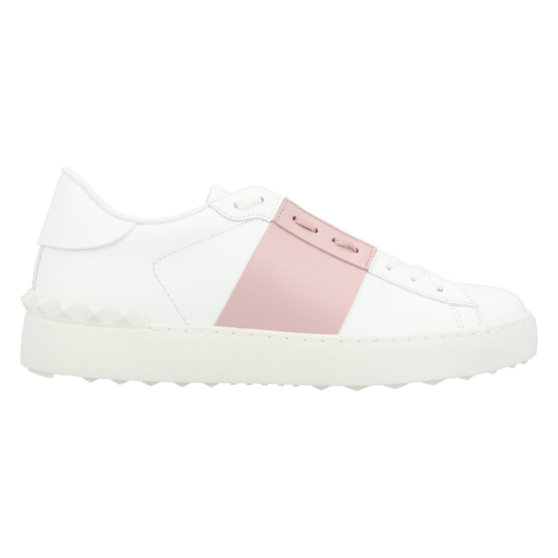 Valentino Calfskin Sneakers With Contrasting Band And Rubber Studs