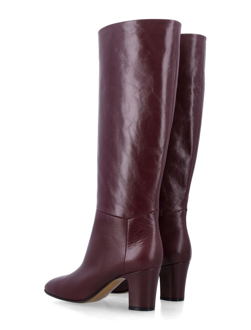 Alberta Ferretti Burgundy Goat Leather Tall Boots