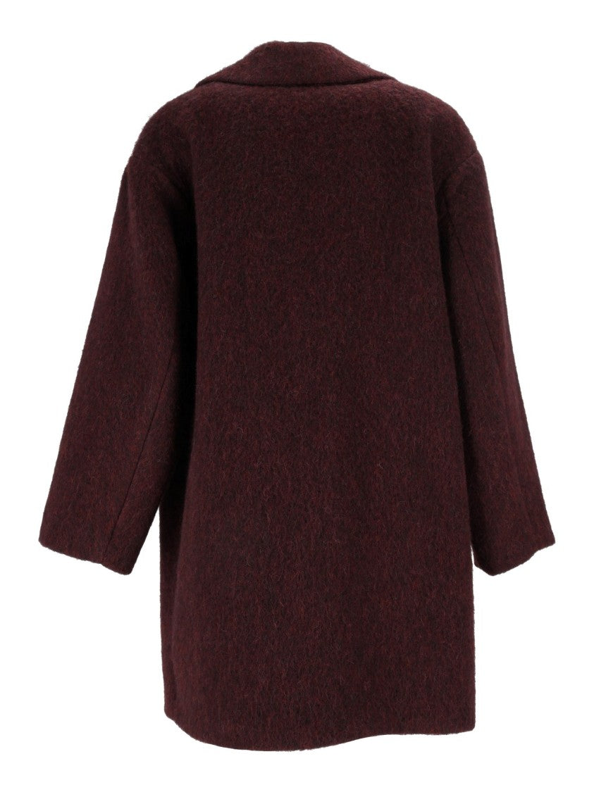 Max Mara Bordeaux Accento Double-Breasted Plush Coat