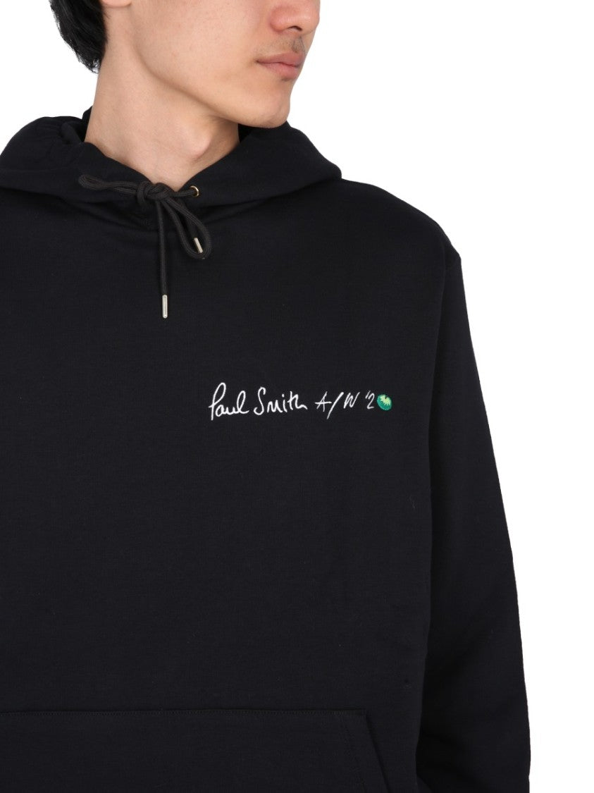 Paul Smith Black Hooded Sweatshirt With Graphic Accents
