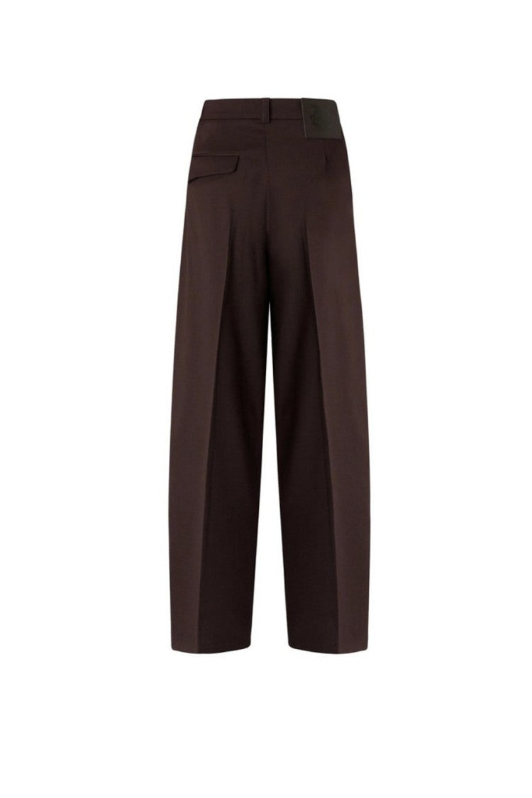Pinko Brown Polyester-Viscose Blend Wide-Leg Trousers