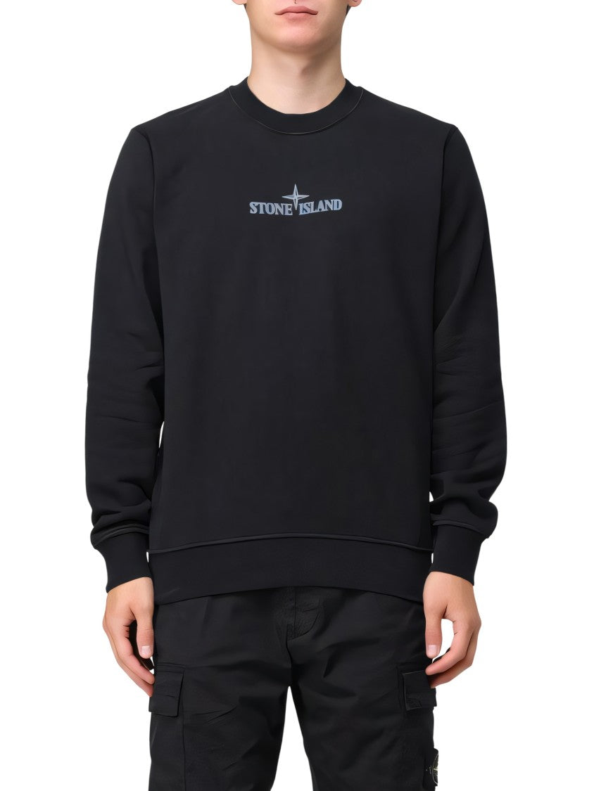Stone Island Black Cotton Crew Neck Sweatshirt