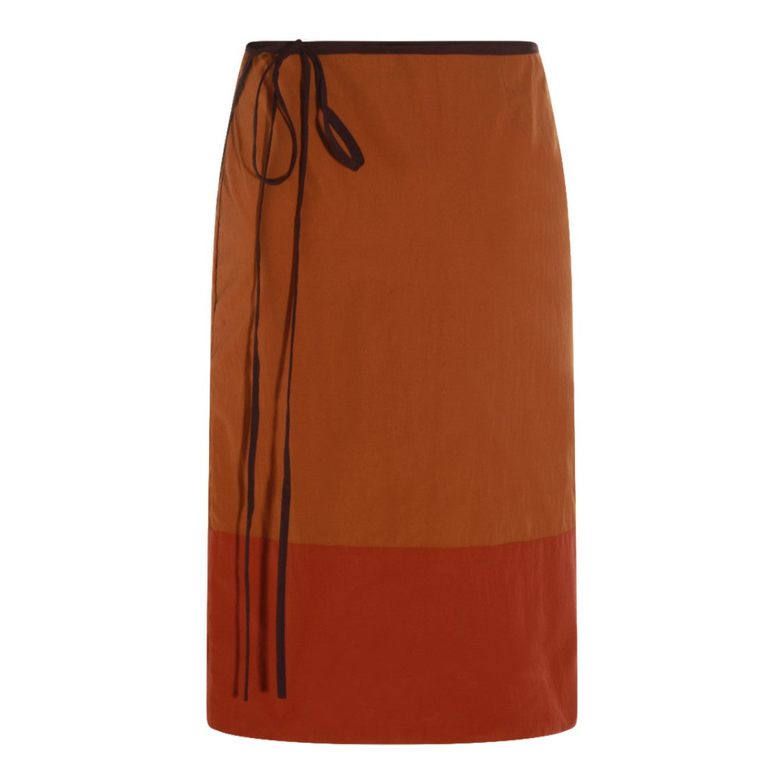 Saint Laurent Color-Block Wrap Midi Skirt With Tie Closure