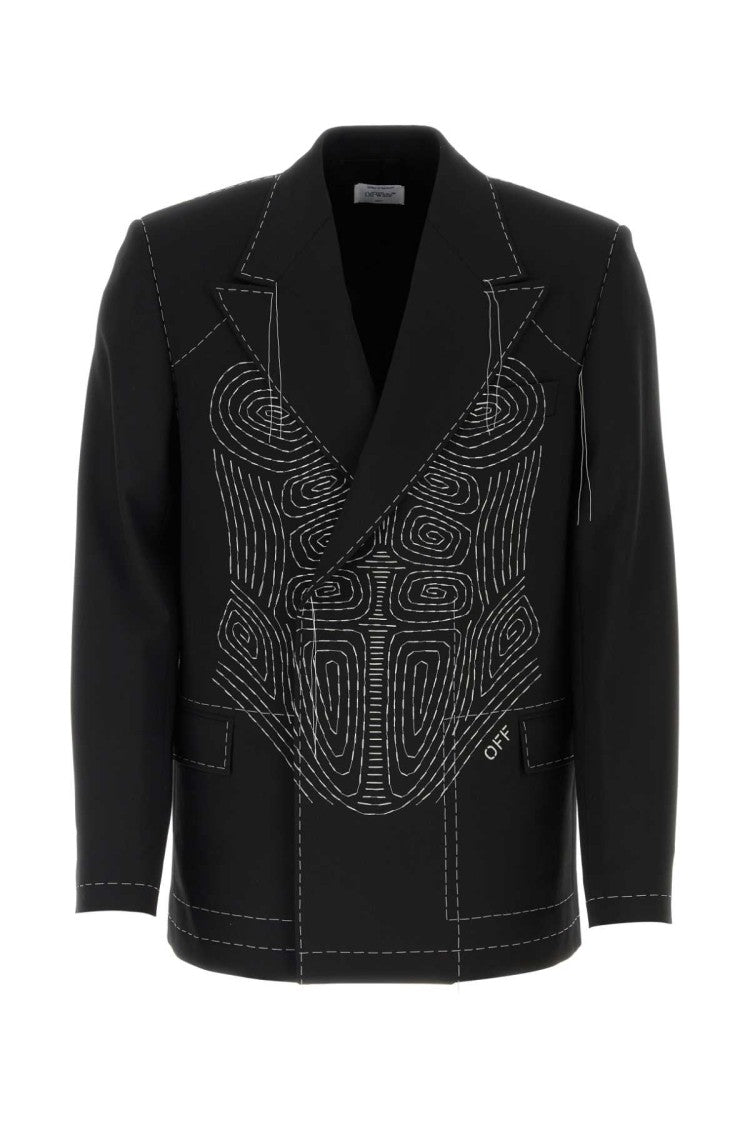 Off-White Black Stretch Polyester Blend Blazer