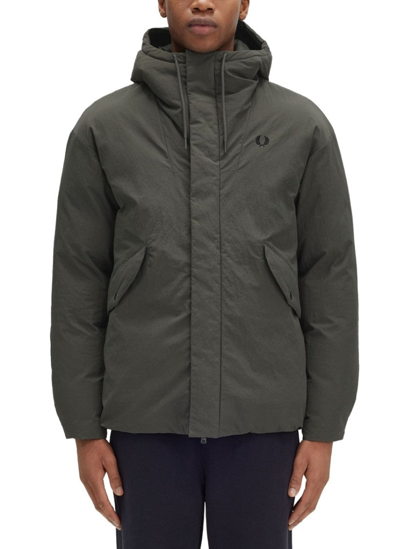 Fred Perry Hooded Padded Jacket With Textured Finish