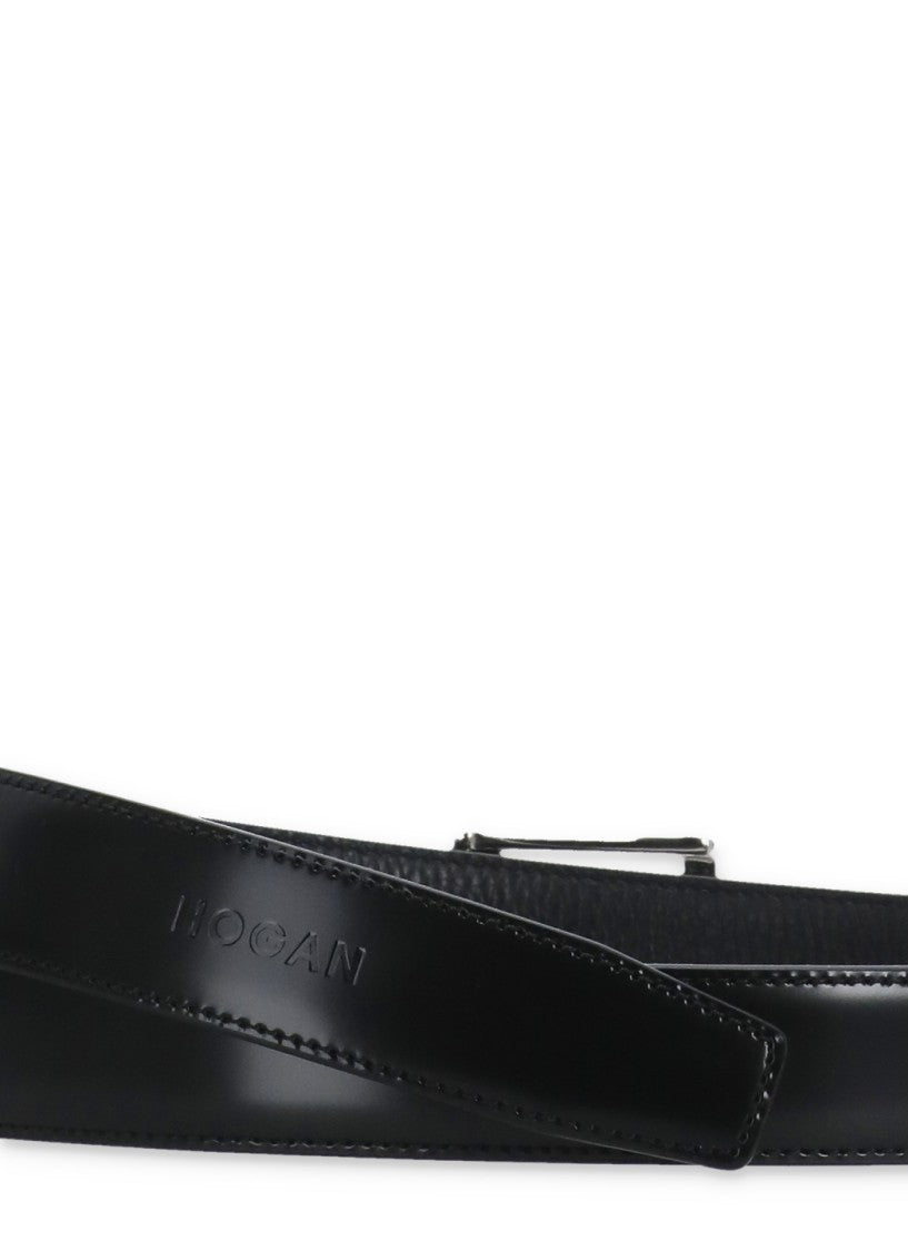 Hogan Black Reversible Leather Belt