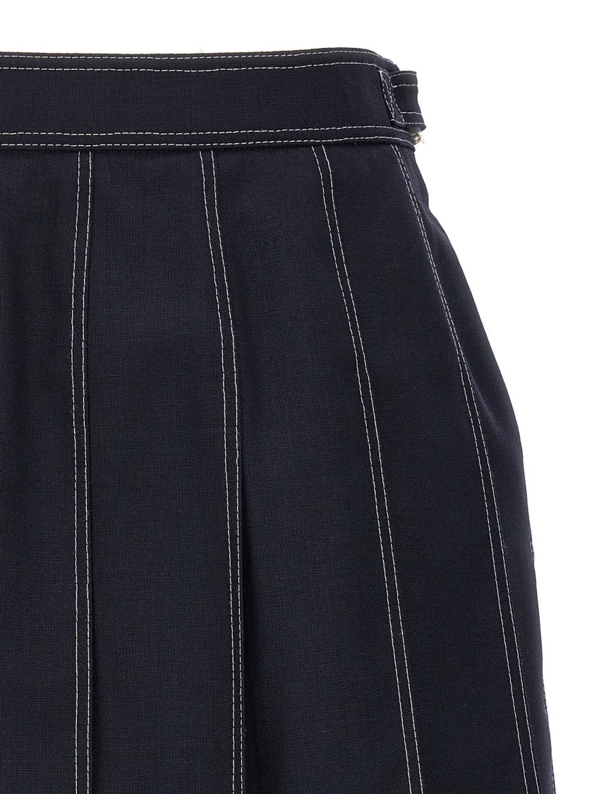 Thom Browne Mini Pleated Skirt With Asymmetrical Hem