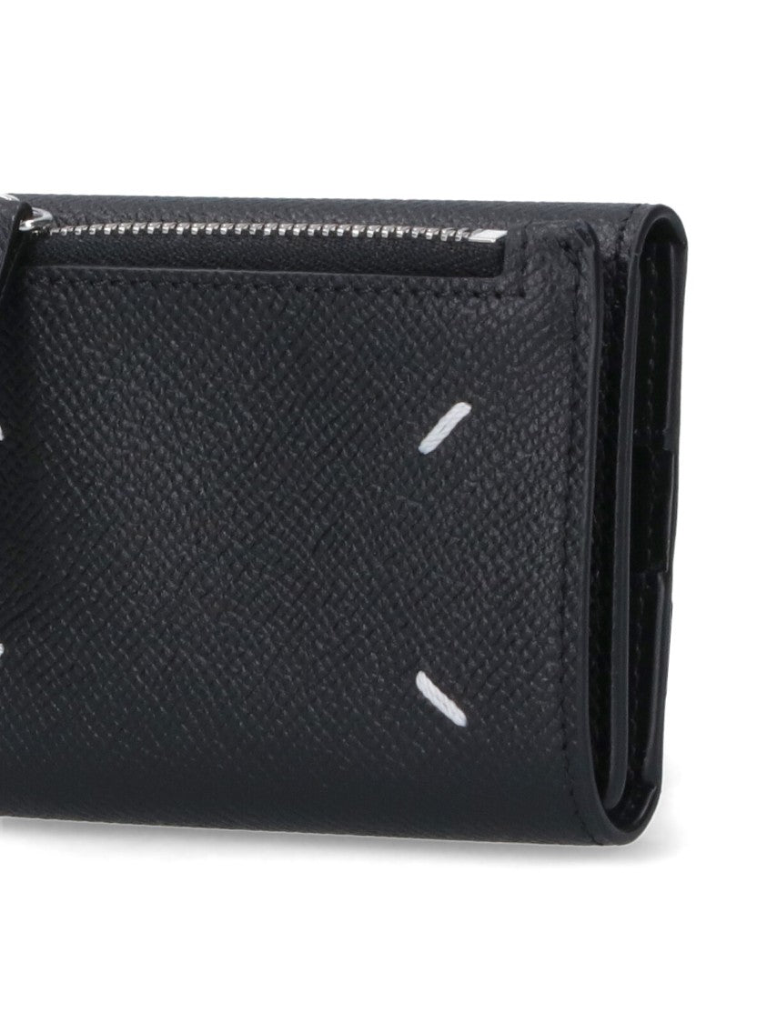 Maison Margiela Textured Black Wallet With Zippered Compartment