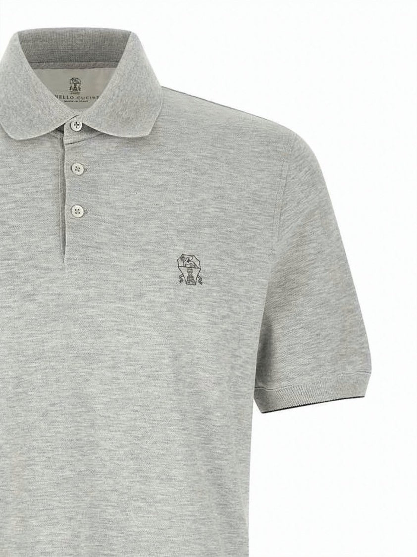 Brunello Cucinelli Short-Sleeve Polo Shirt With Ribbed Collar