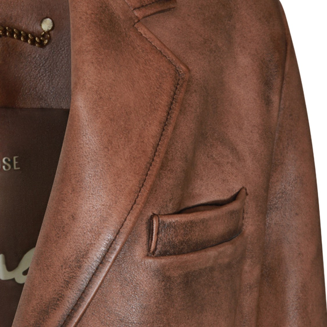 Golden Goose Distressed Brown Leather Jacket With Tailored Silhouette