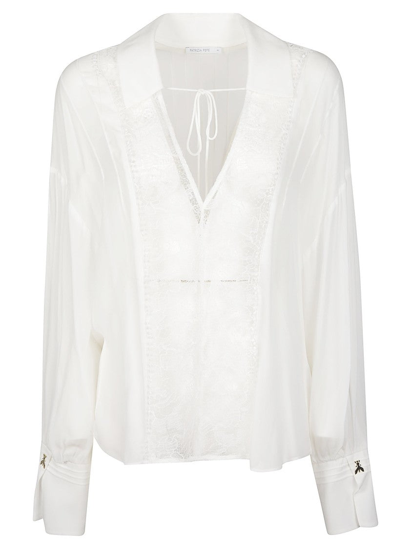 Patrizia Pepe Lace Trimmed Viscose Shirt
