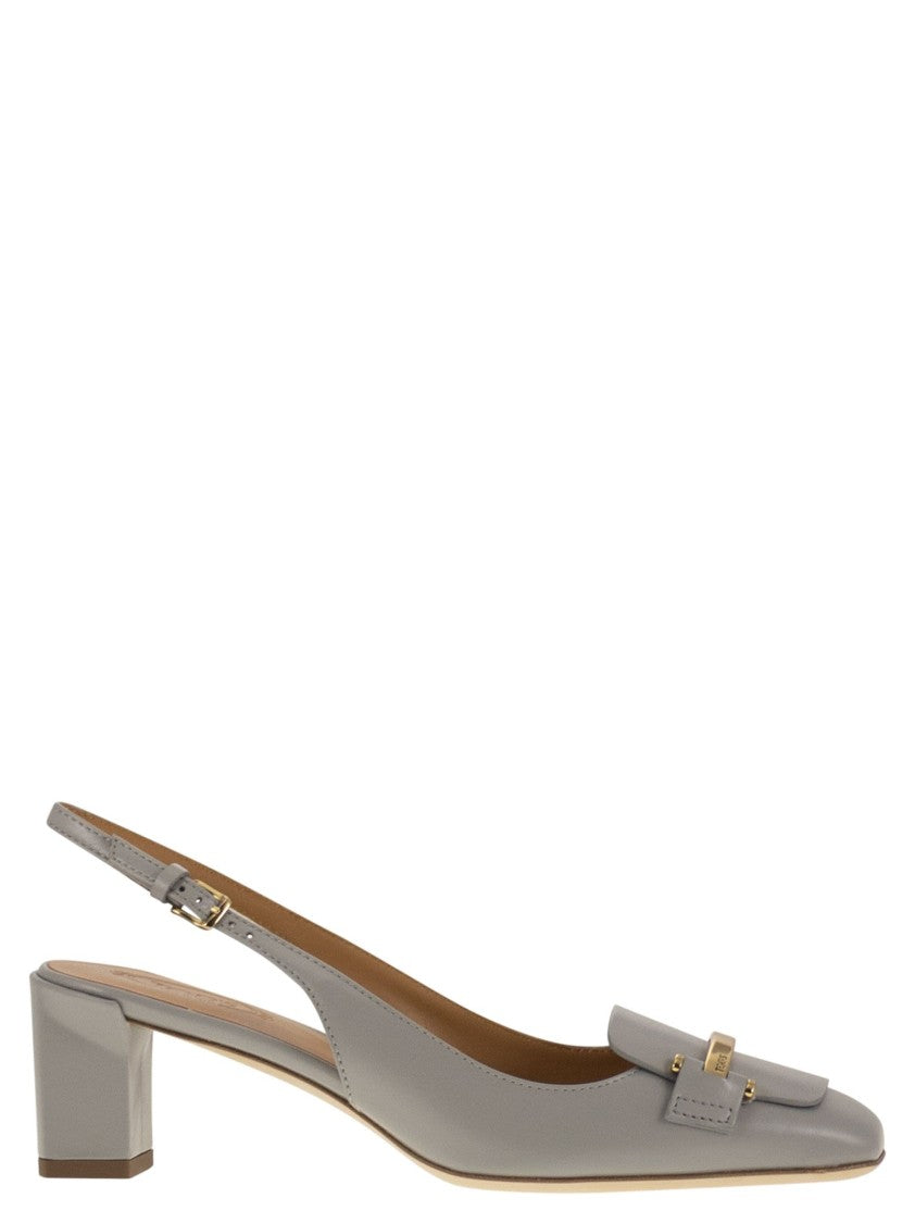 Tod's Calfskin Leather Slingback Pump With Geometric Heel