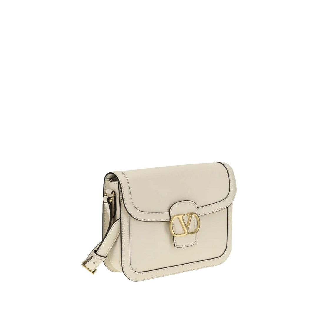 Valentino Garavani Compact White Leather Shoulder Bag