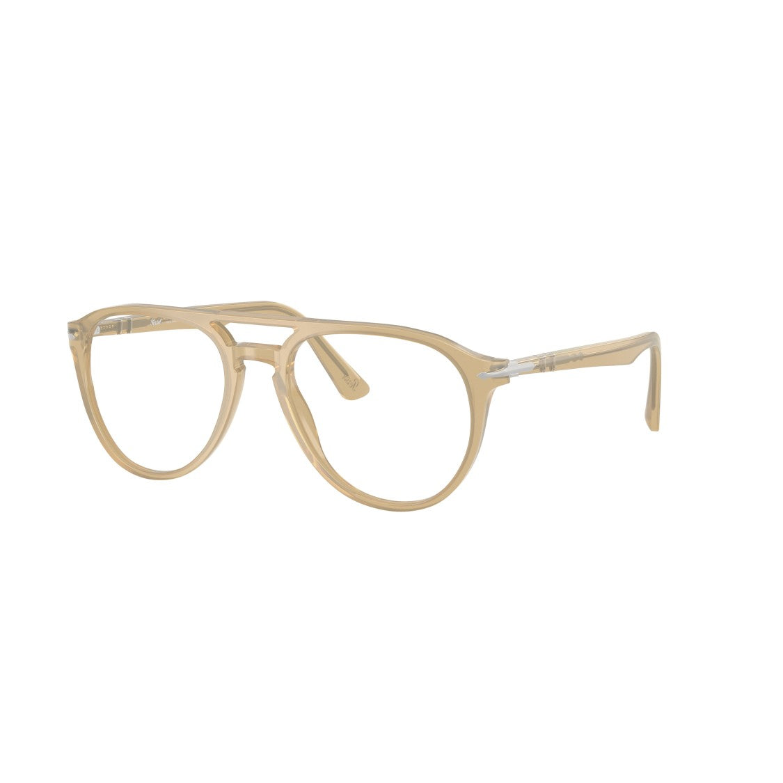 Persol Translucent Beige Acetate Aviator Eyeglasses With Double Bridge