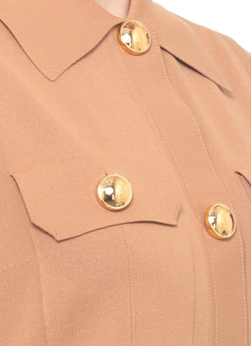 Elisabetta Franchi Viscose Mini Dress With V Neckline And Flap Pockets