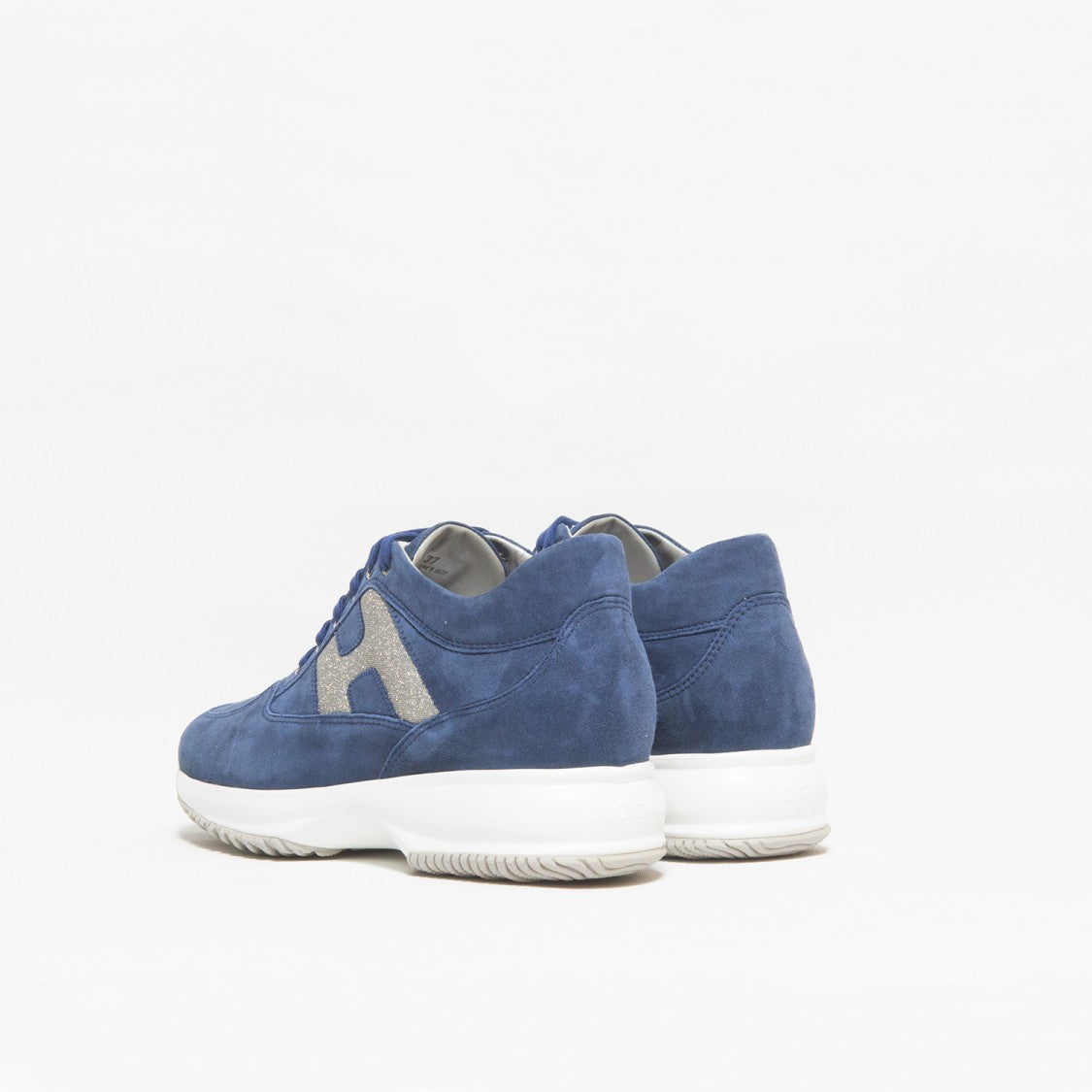 Hogan Blue Suede With Glitter H Interactive Sneakers
