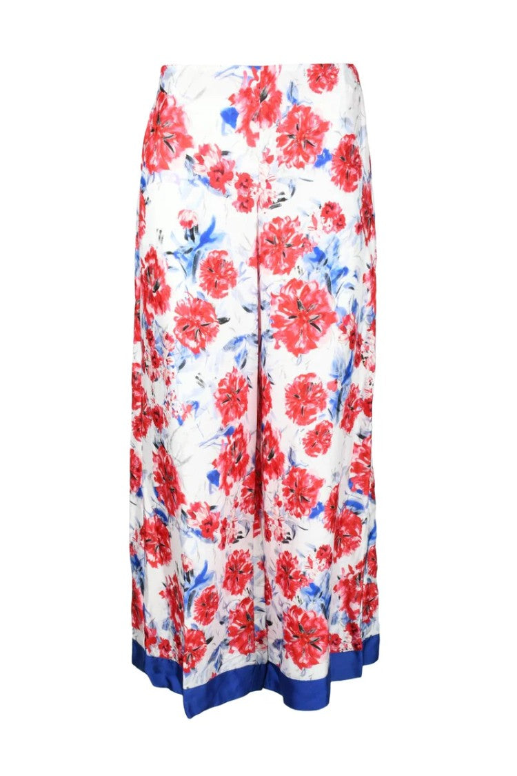 Semi Couture Wide-Leg Trousers With Fluid Drape And Floral Print