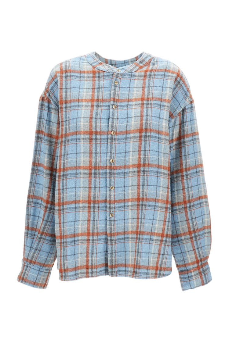Epl Flared Oversized Shirt With Stand-Up Collar And Pleat Detail