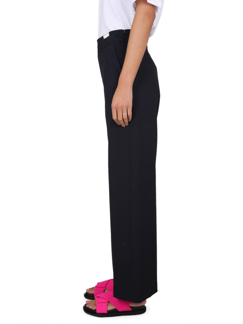 Marni High-Waisted Flare Pants With Side Zipper Closure