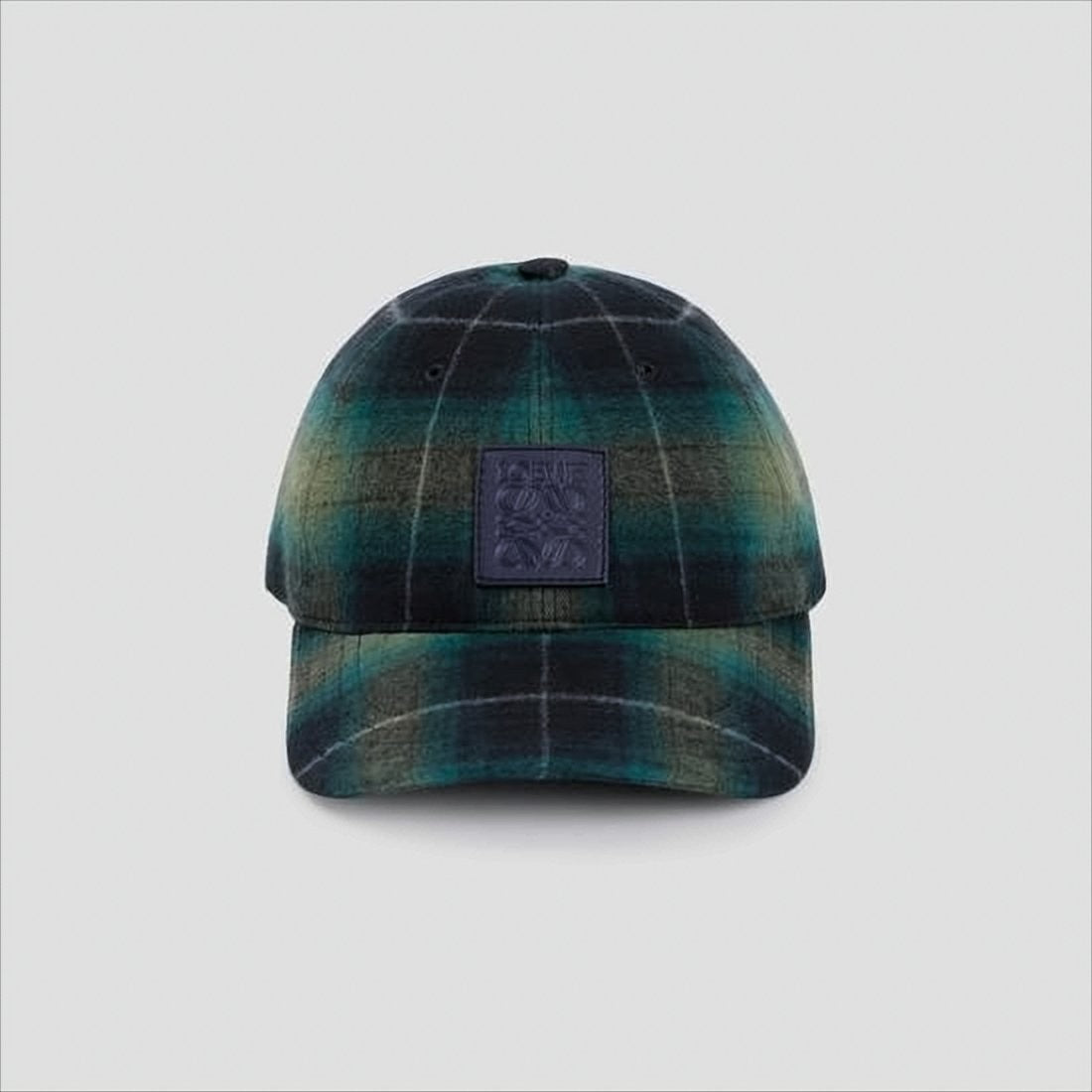Loewe Plaid Wool Baseball Cap With Embossed Leather Detail