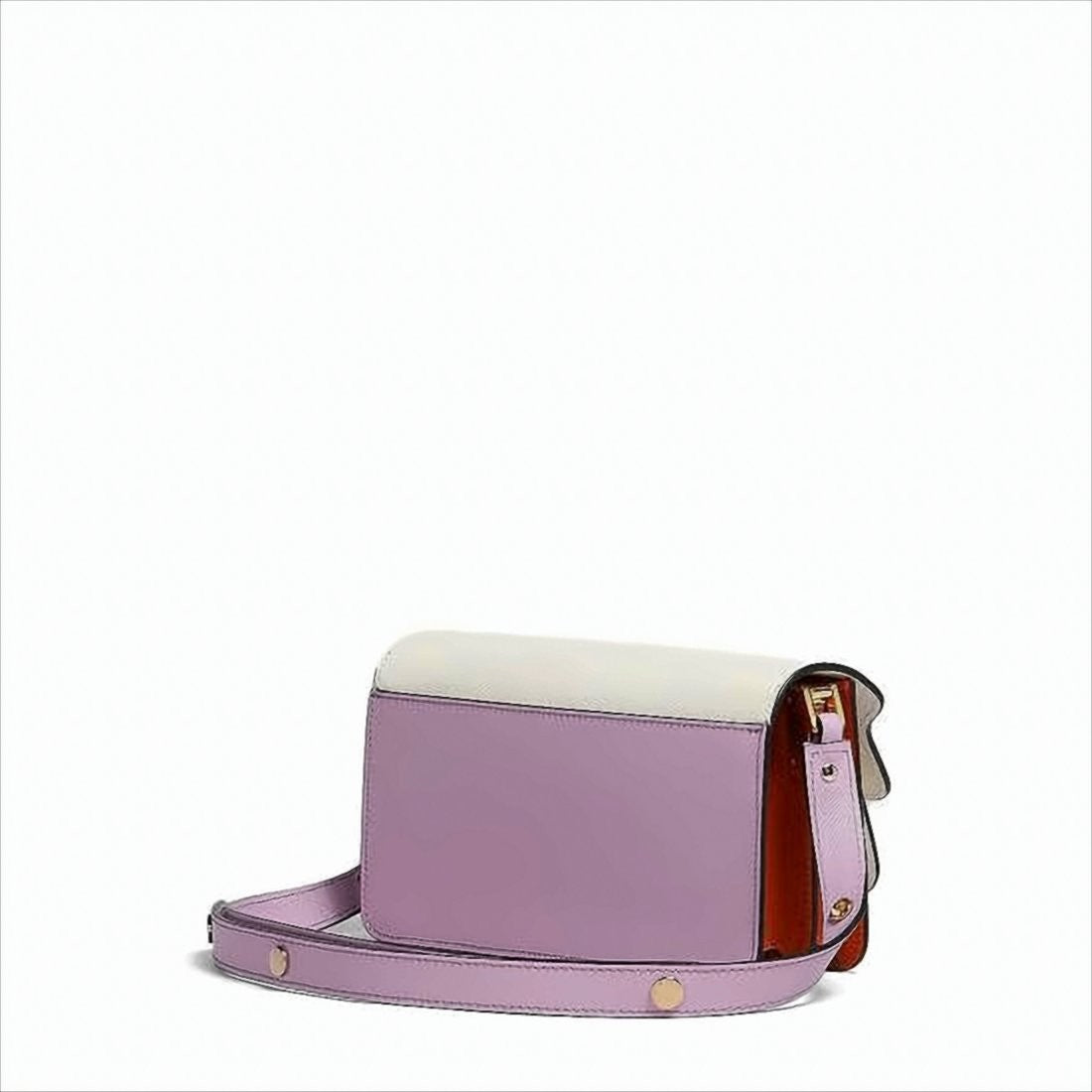 Marni Structured Purple Leather Crossbody Bag With Adjustable Strap