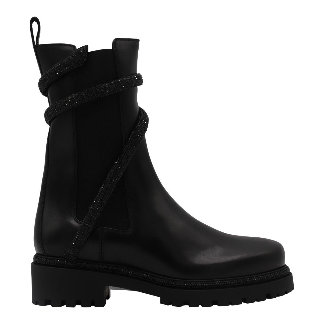 René Caovilla Black Boots With Decorative Strap