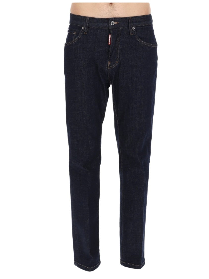 Dsquared2 Teddy Straight-Leg Dark Indigo Cotton Jeans