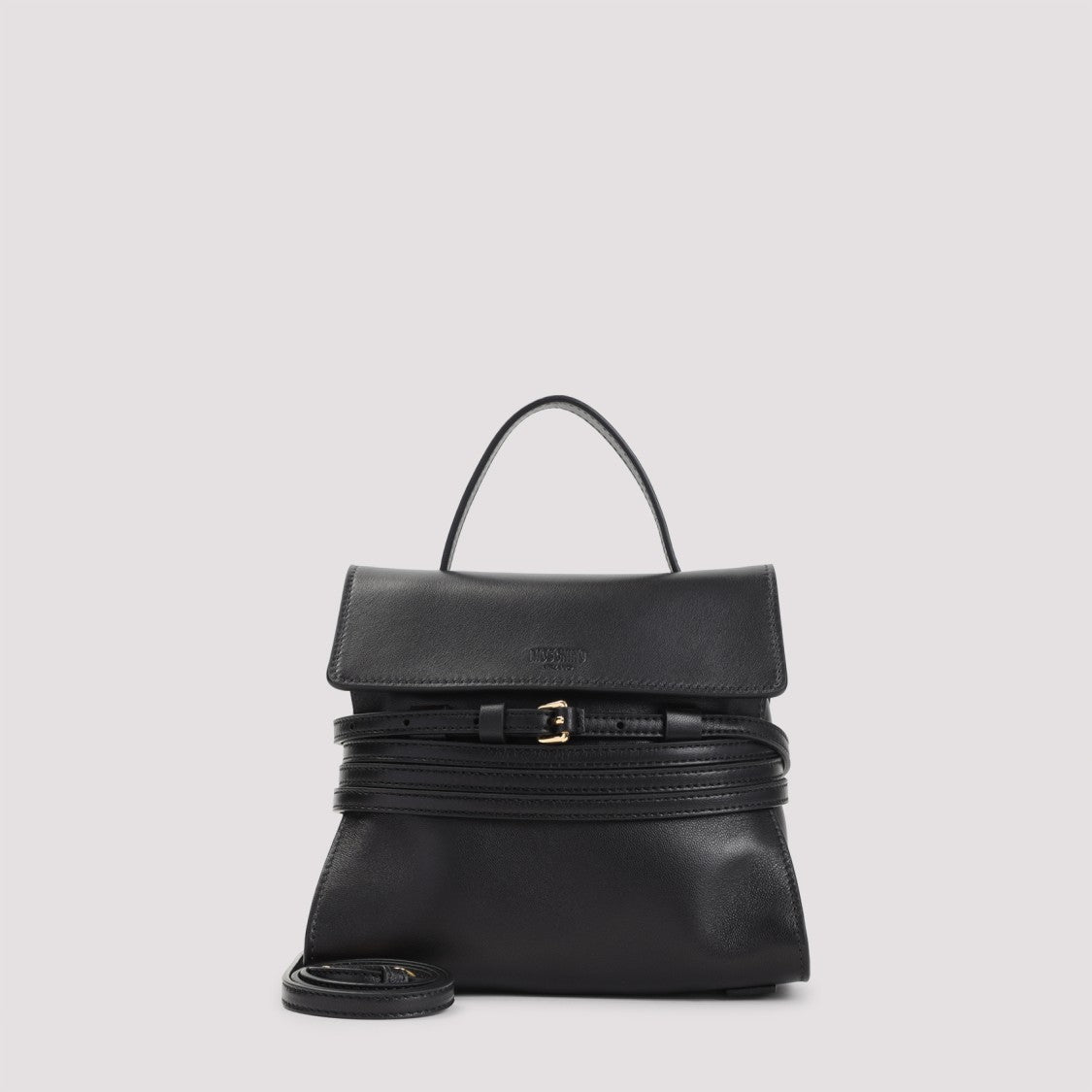 Moschino Structured Black Nappa Leather Handbag