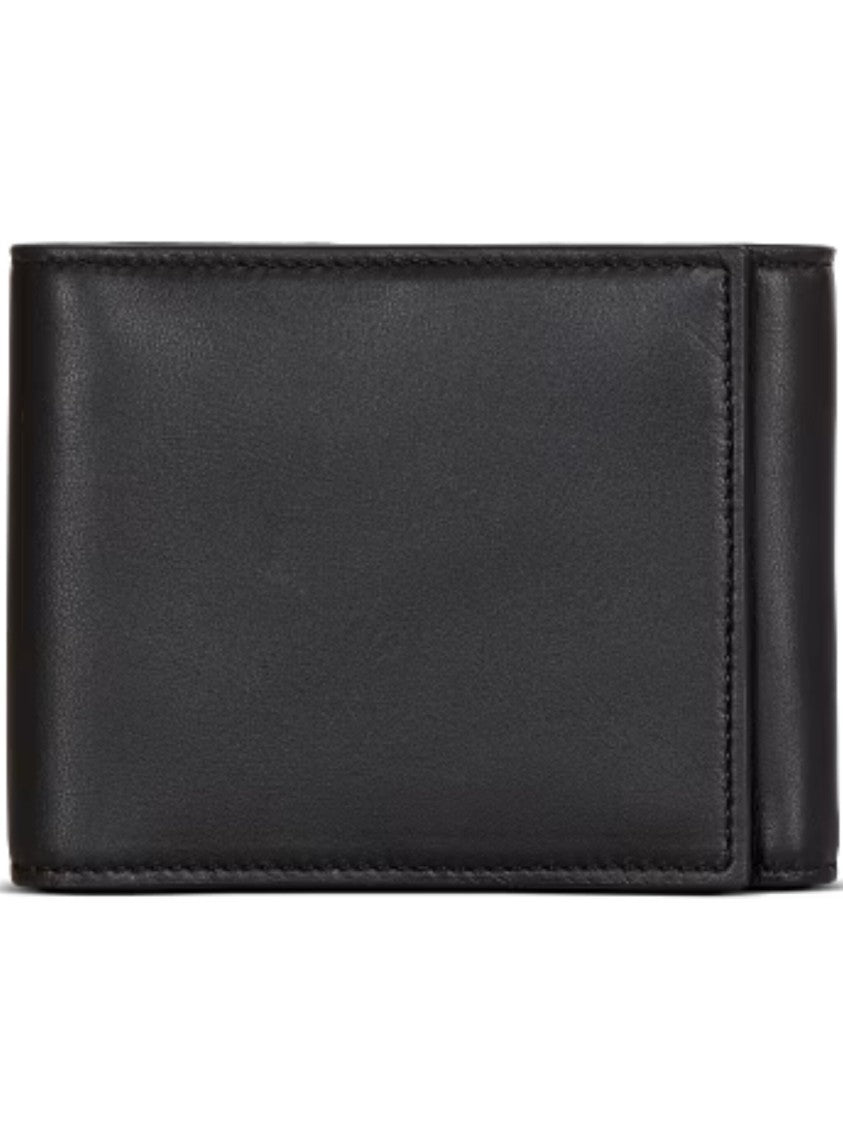 Balmain Black Trifold Smooth Leather Wallet