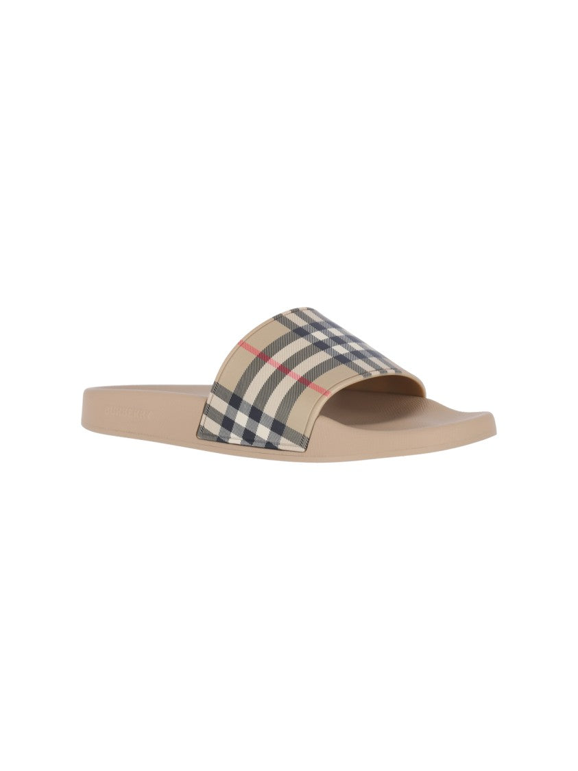 Burberry Beige Check Rubber Slides