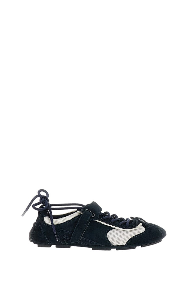 Shushu/Tong White/Blue Suede Mesh Ballerina Flat Shoes
