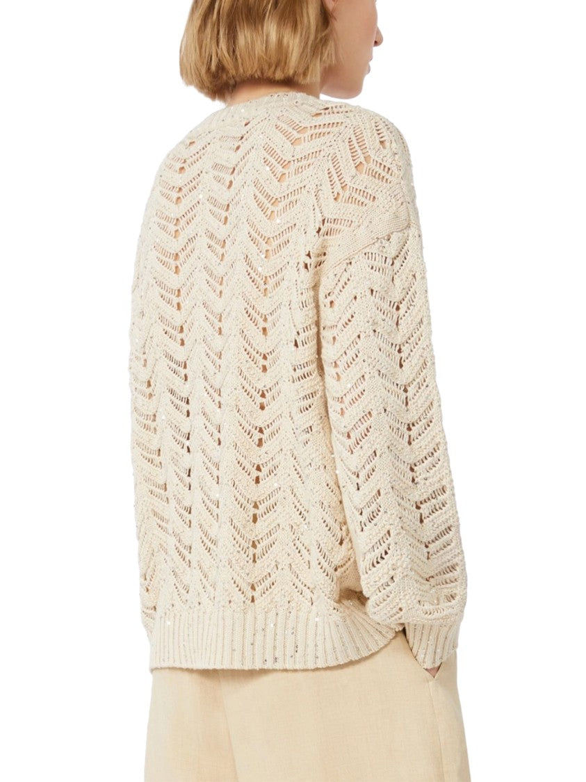 Max Mara Textured Knitted Top With Openwork Chevron Pattern