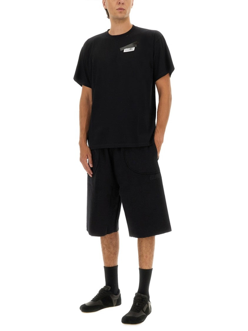 Mm6 By Maison Margiela Black Relaxed-Fit T-Shirt With Logo Patch