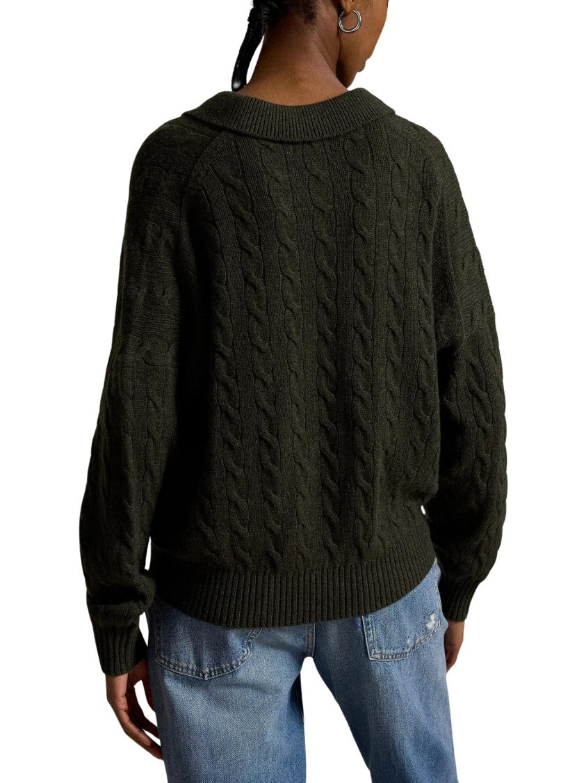 Polo Ralph Lauren Cable Wool-Cashmere Polo-Collar Jumper With Textured Knit Design