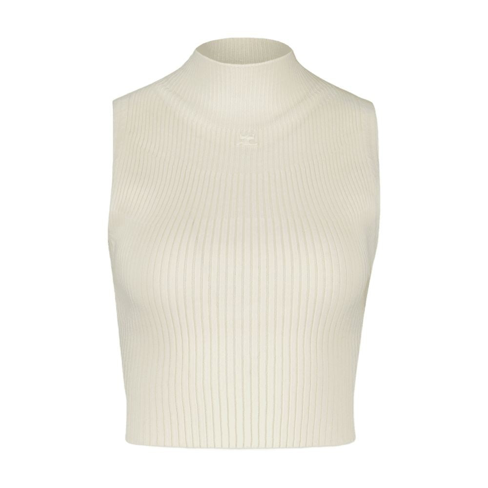 Courrèges Mockneck T-Shirt - Cotton - White