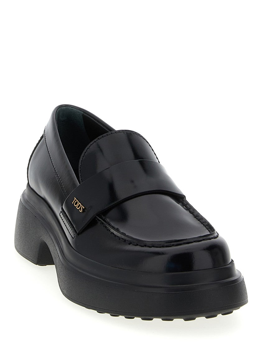 Tod's Brushed Calf Leather Loafers With Chunky Rubber Sole