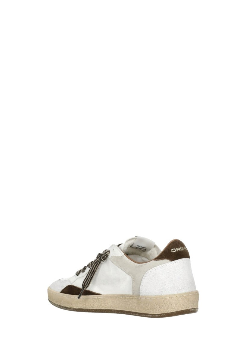 Crime London White Suede Inserts Leather Sneakers