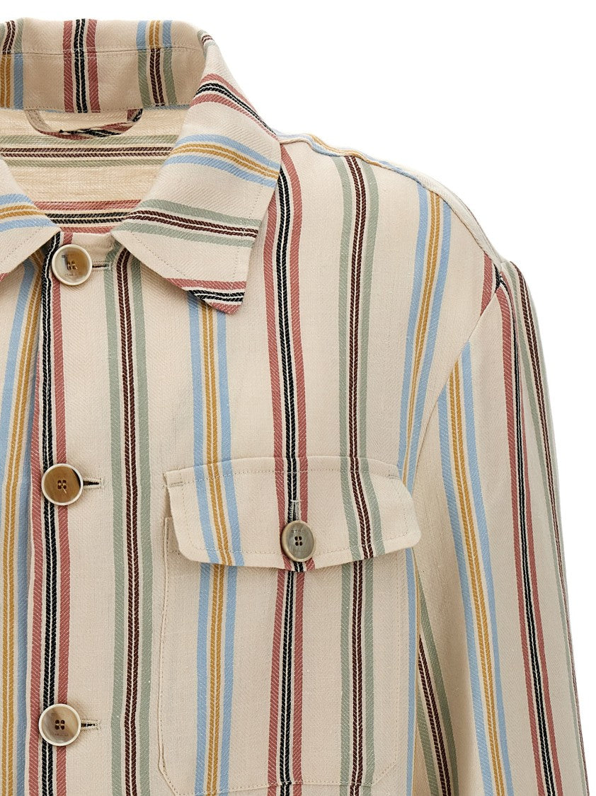 Etro Relaxed Fit Striped Linen Overshirt