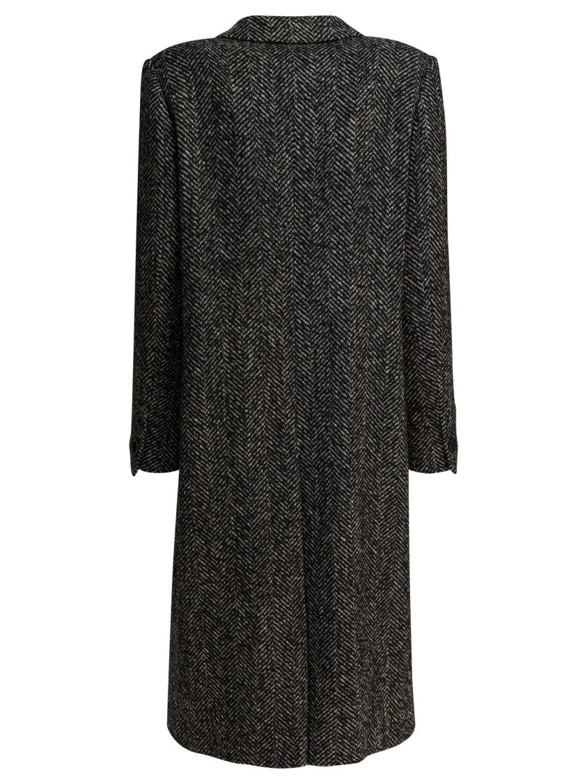 Tagliatore Tailored Herringbone Coat With Structured Silhouette