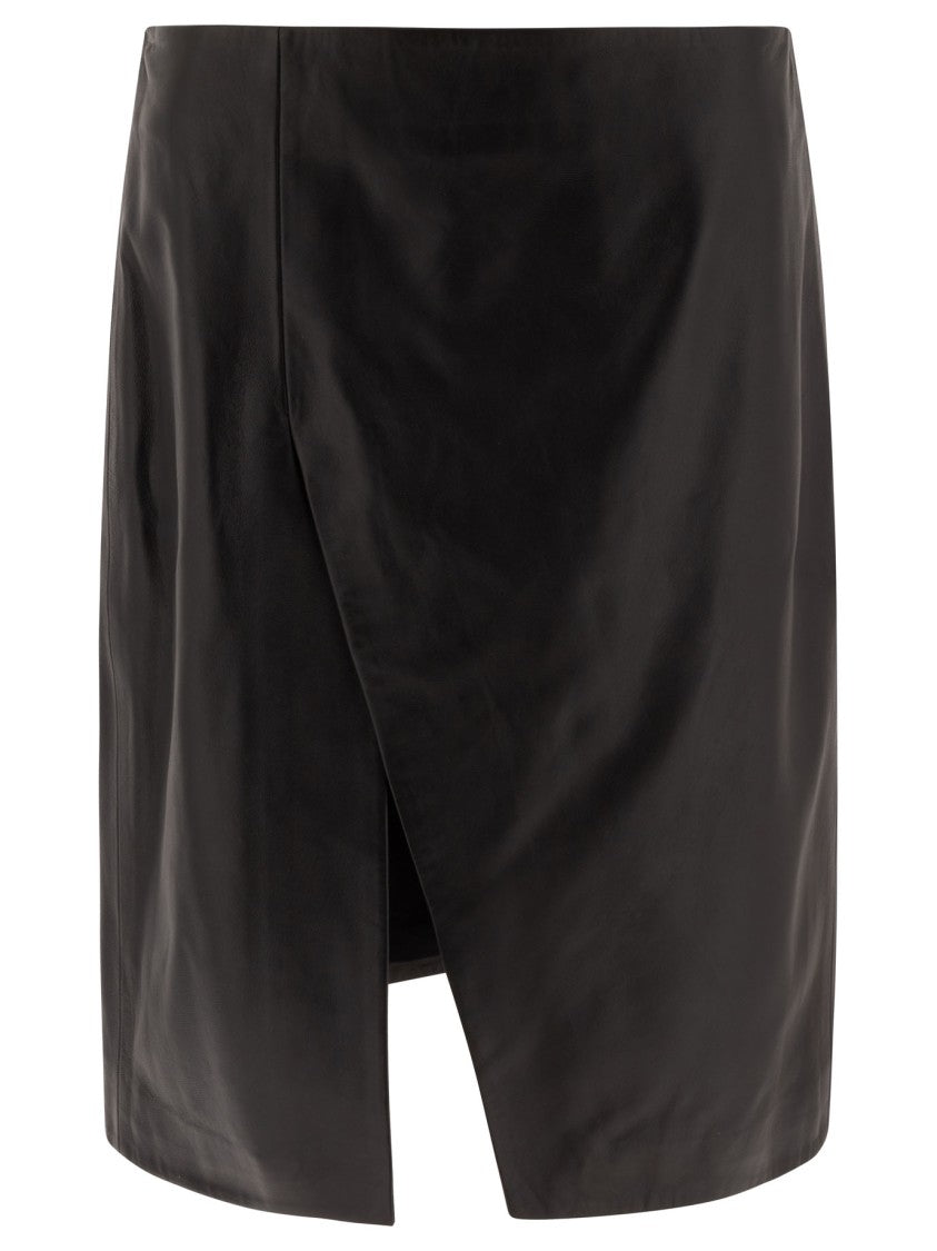 Loulou Studio Black Leather Mini Skirt
