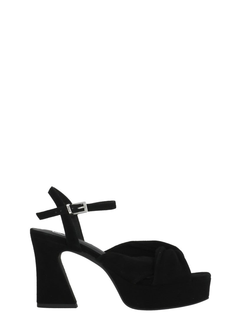 Ash Black Opus Braided Heeled Sandals