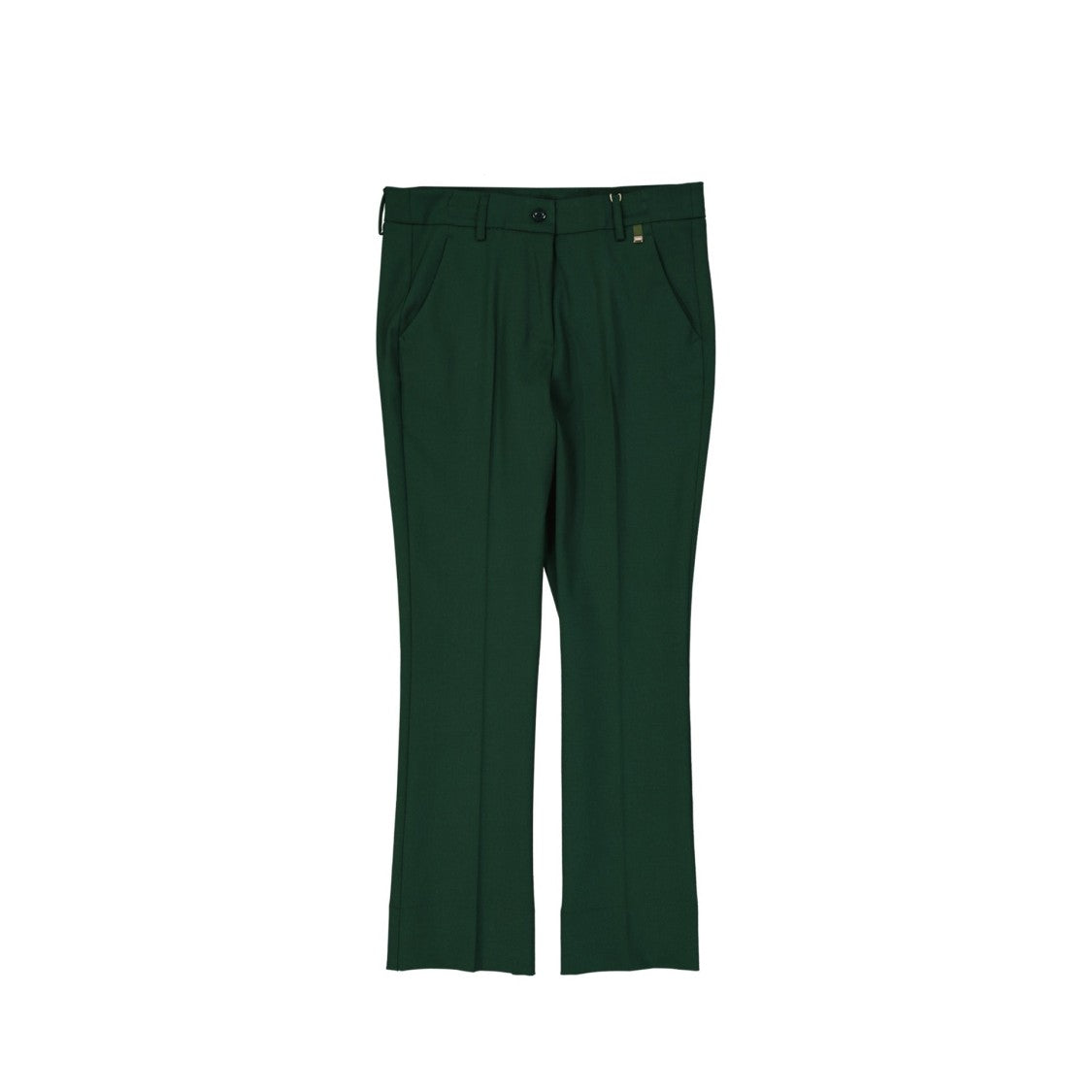 Herno Cropped Tailored Trousers In Deep Green Wool Blend