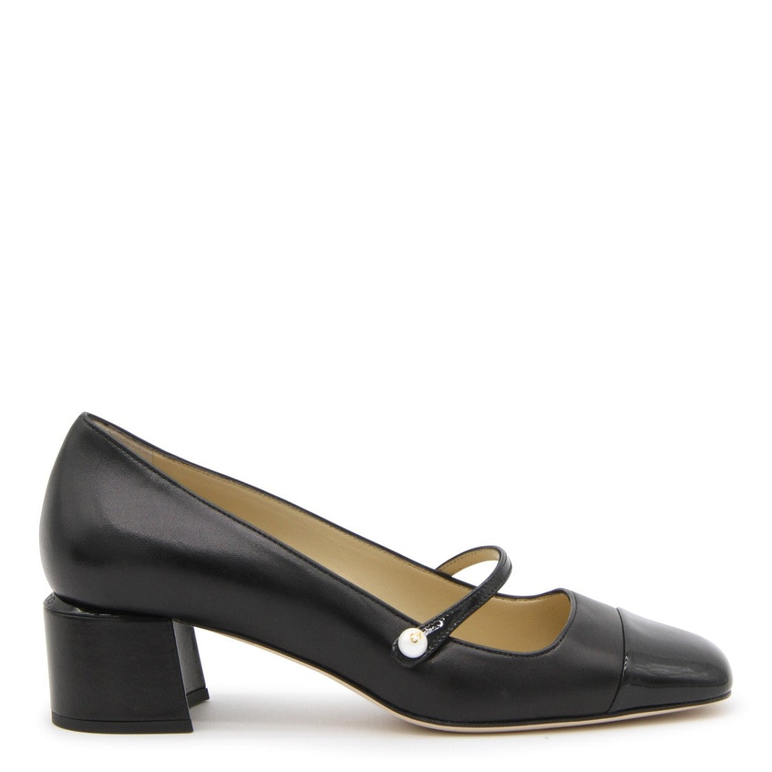 Jimmy Choo Black Leather Squared Heel Pumps