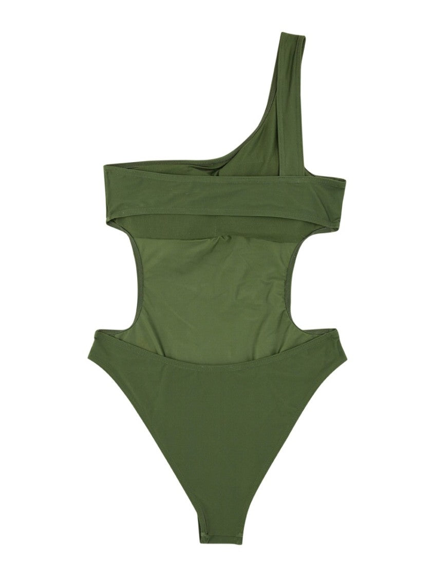 Vivienne Westwood One-Shoulder Green Swimsuit With Cut-Out Details