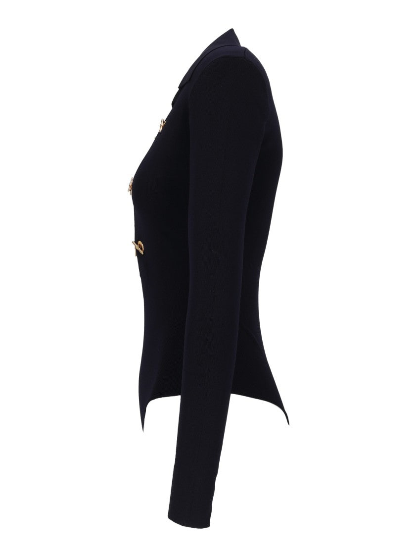 Elisabetta Franchi Knit Fitted Gold Chain Bodysuit