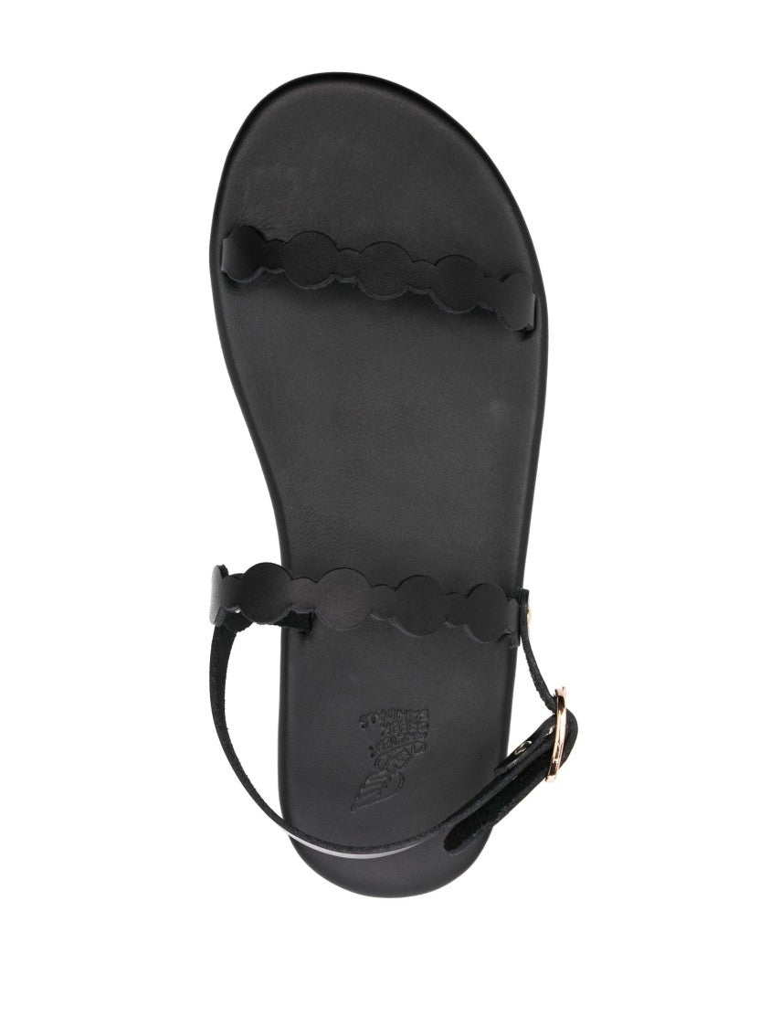 Ancient Greek Sandals Black Orion Vachetta Scalloped Leather Sandals
